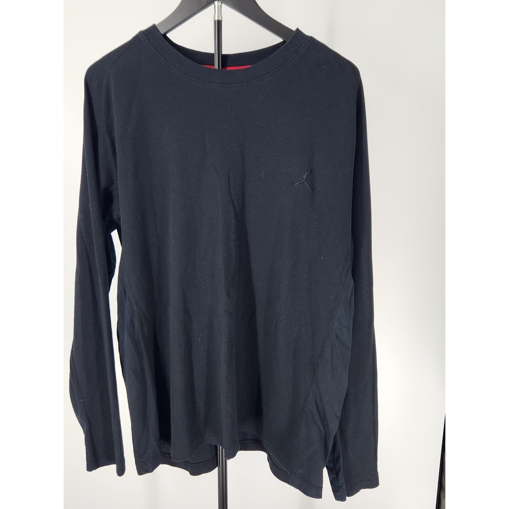 Jordan Brand Mens XXL Black Waffle Knit Thermal Long Sleeve Jumpman Shirt